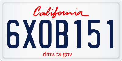 CA license plate 6XOB151