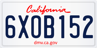 CA license plate 6XOB152