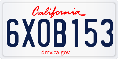 CA license plate 6XOB153