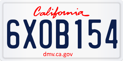 CA license plate 6XOB154
