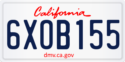 CA license plate 6XOB155