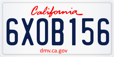 CA license plate 6XOB156