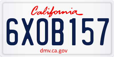 CA license plate 6XOB157