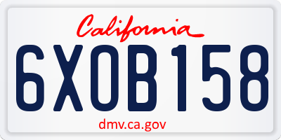 CA license plate 6XOB158