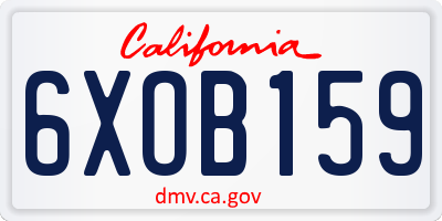 CA license plate 6XOB159