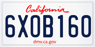 CA license plate 6XOB160