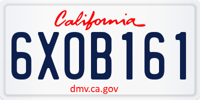 CA license plate 6XOB161