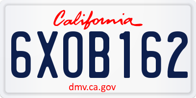 CA license plate 6XOB162