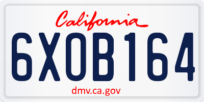CA license plate 6XOB164