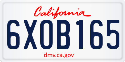 CA license plate 6XOB165