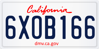 CA license plate 6XOB166
