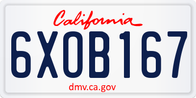CA license plate 6XOB167