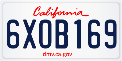 CA license plate 6XOB169