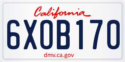 CA license plate 6XOB170