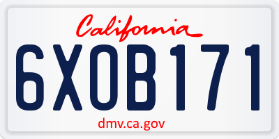 CA license plate 6XOB171