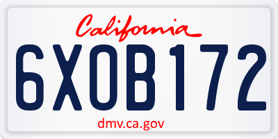 CA license plate 6XOB172