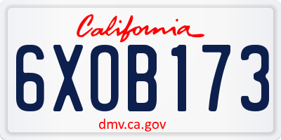 CA license plate 6XOB173