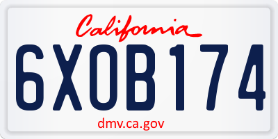CA license plate 6XOB174