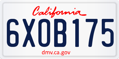 CA license plate 6XOB175