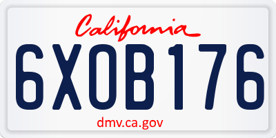 CA license plate 6XOB176