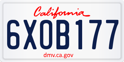 CA license plate 6XOB177