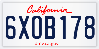 CA license plate 6XOB178