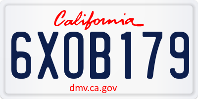 CA license plate 6XOB179