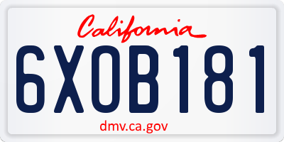 CA license plate 6XOB181