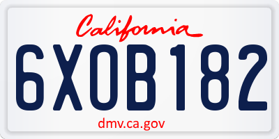 CA license plate 6XOB182