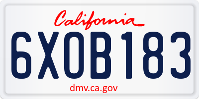 CA license plate 6XOB183