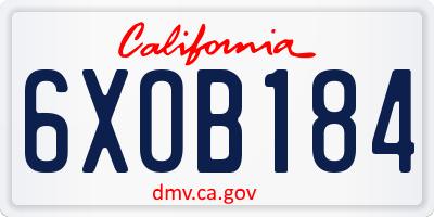 CA license plate 6XOB184