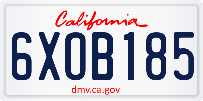CA license plate 6XOB185