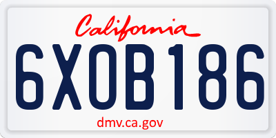 CA license plate 6XOB186
