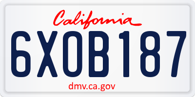 CA license plate 6XOB187