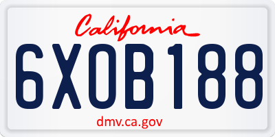 CA license plate 6XOB188