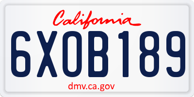 CA license plate 6XOB189