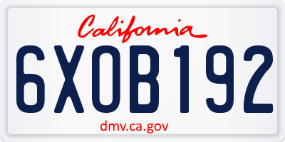 CA license plate 6XOB192