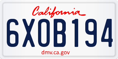 CA license plate 6XOB194