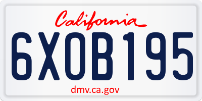 CA license plate 6XOB195
