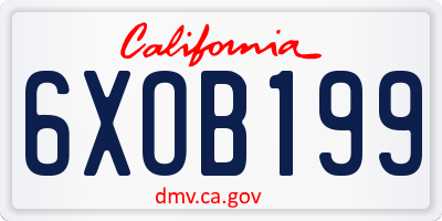 CA license plate 6XOB199