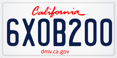 CA license plate 6XOB200