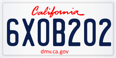 CA license plate 6XOB202