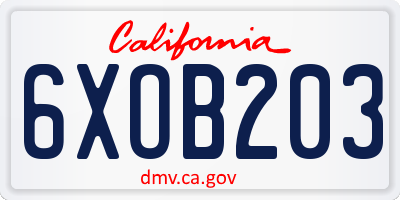 CA license plate 6XOB203