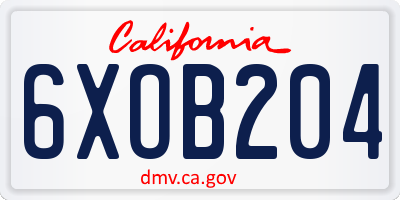 CA license plate 6XOB204