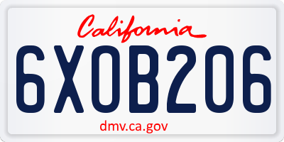 CA license plate 6XOB206