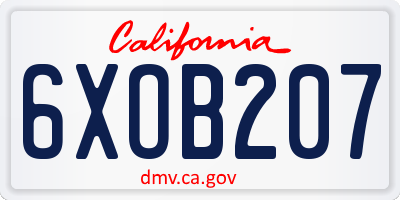CA license plate 6XOB207