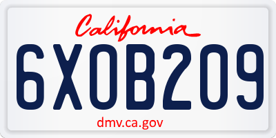 CA license plate 6XOB209