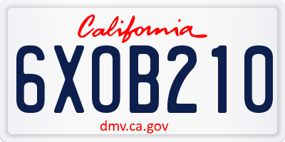 CA license plate 6XOB210