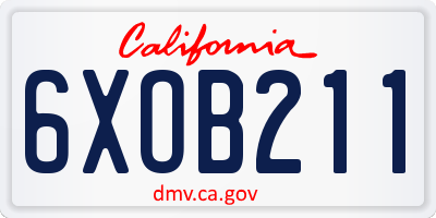 CA license plate 6XOB211