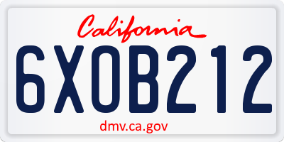 CA license plate 6XOB212